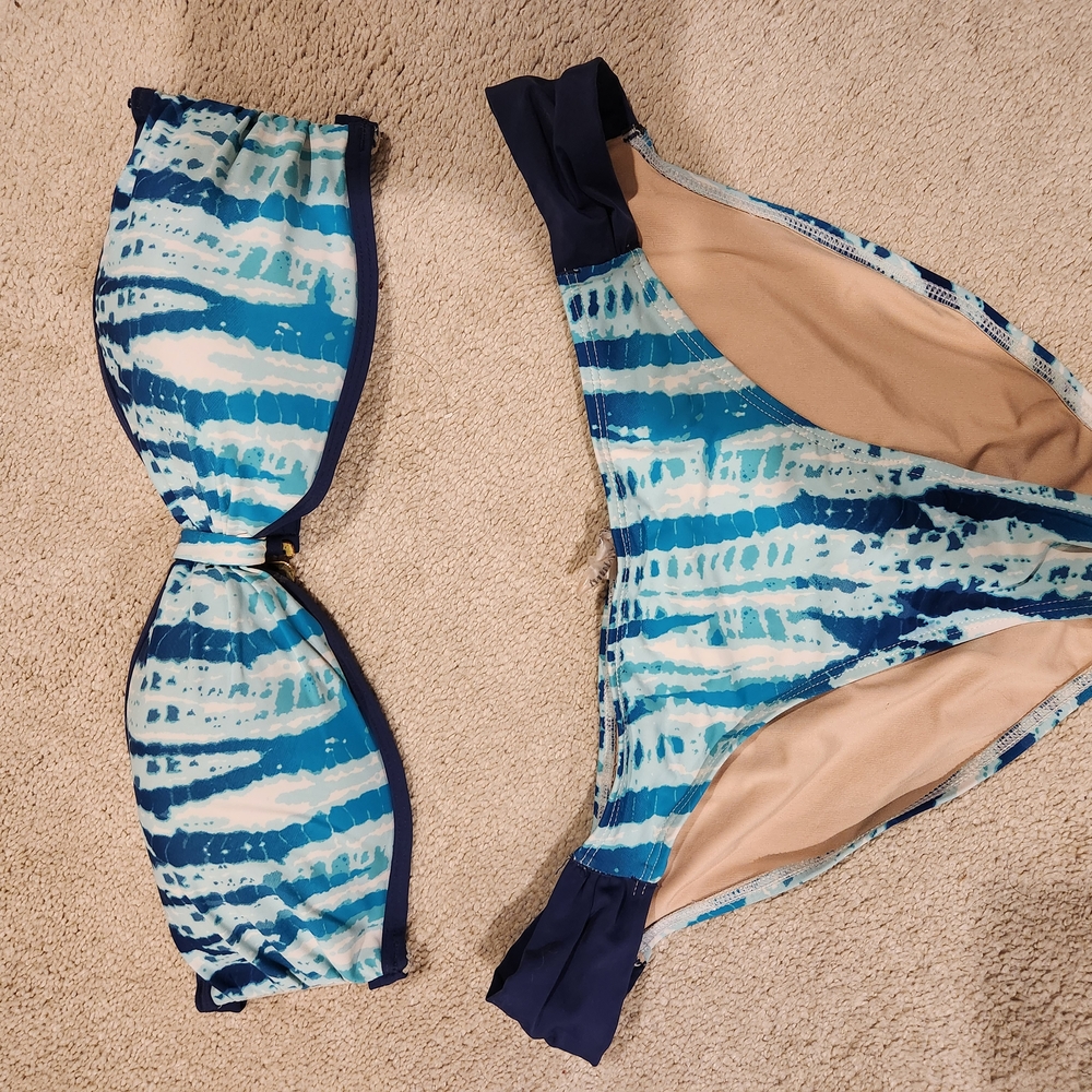 Blue Tie-Dye Bikini Set